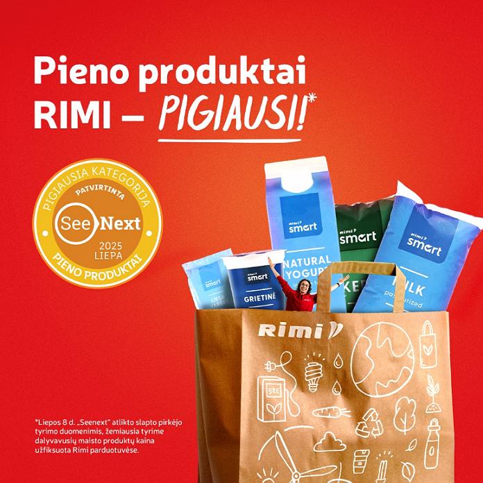 „Rimi“ pieno produktai – pigiausi Lietuvoje, patvirtinta tyrimu.